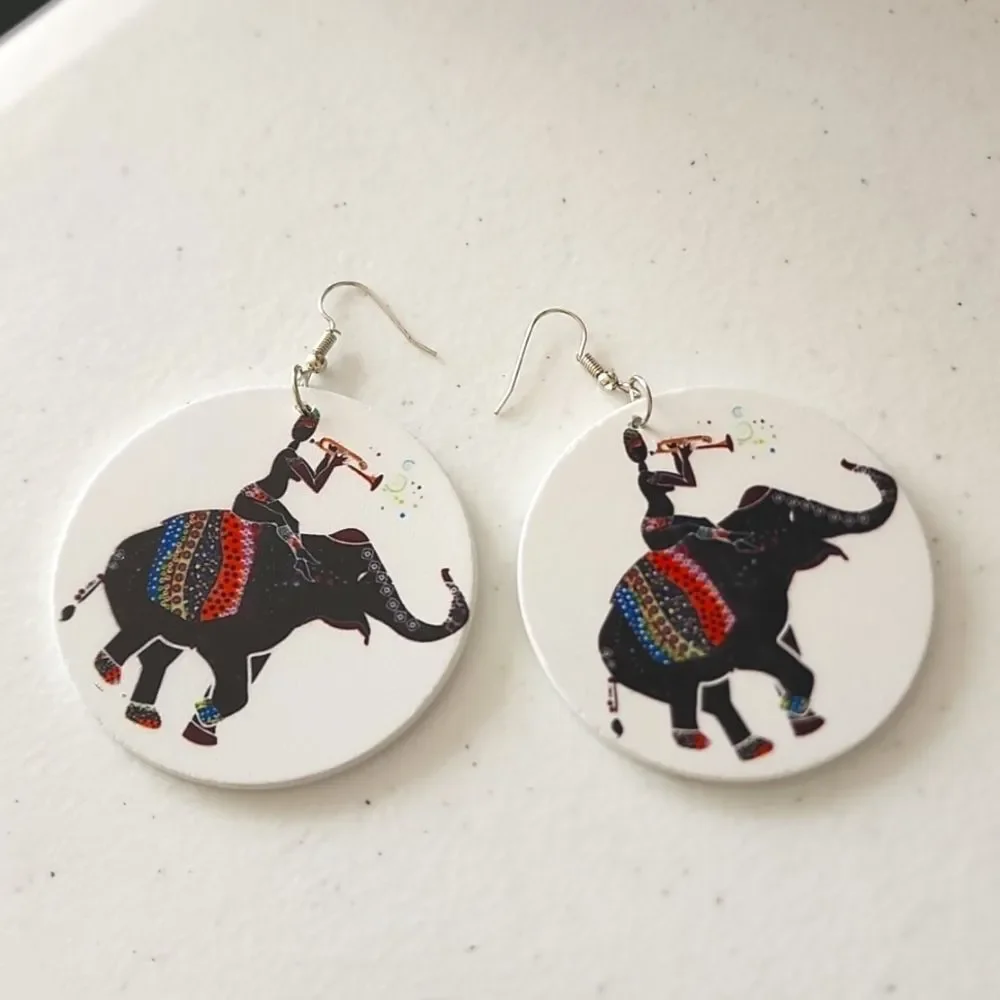 3 for $18 NWT Real Wood African Pierced Earrings 1 1/2 Inches